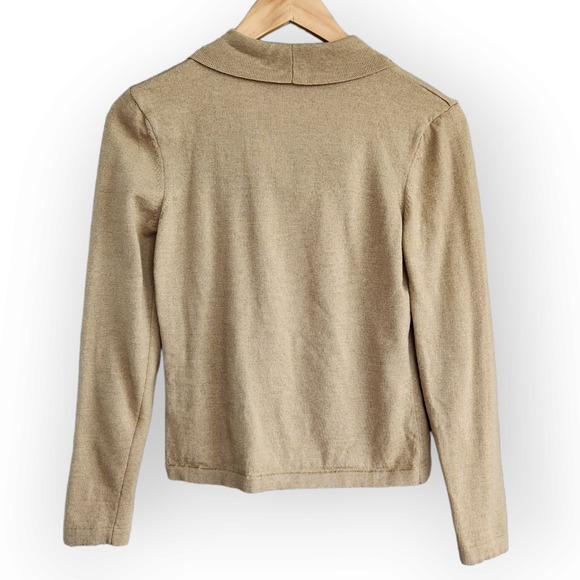 Talbots Tan Merino Wool Long Sleeve Cowl Neck Sweater Top S - Picture 6 of 9